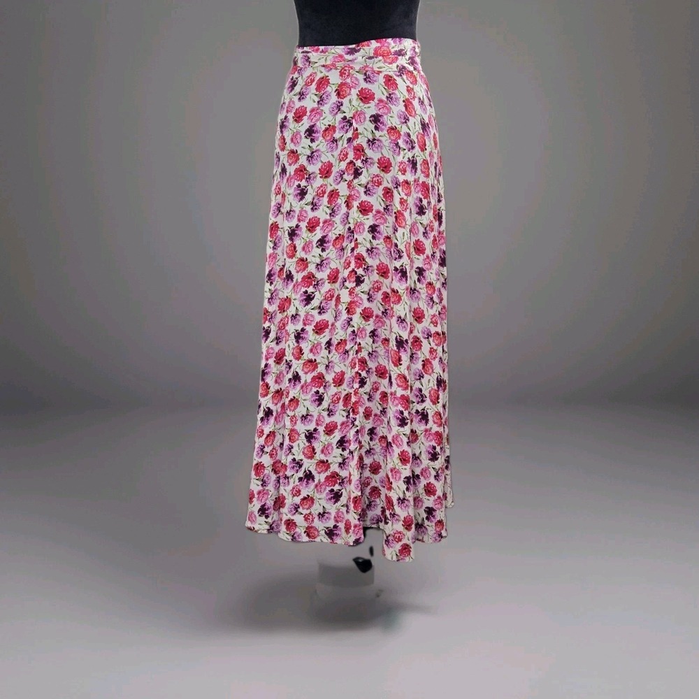 Zara Pink Floral Wrap Midi Skirt Rose Print Tie Waist Size XS Flowy Resortwear - Picture 2 of 11